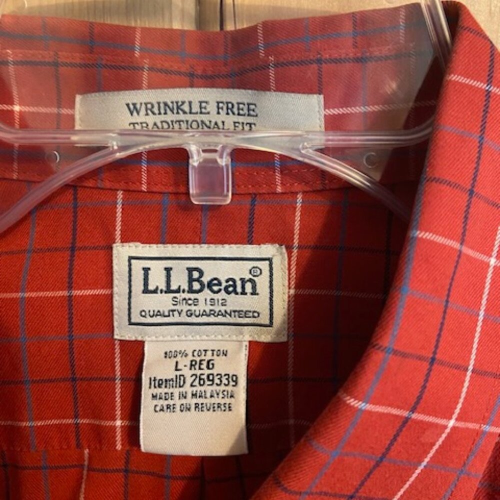 LL Bean Shirt Mens Size L Regular Button Down Short Sleeve Shirt - Picture 3 of 4